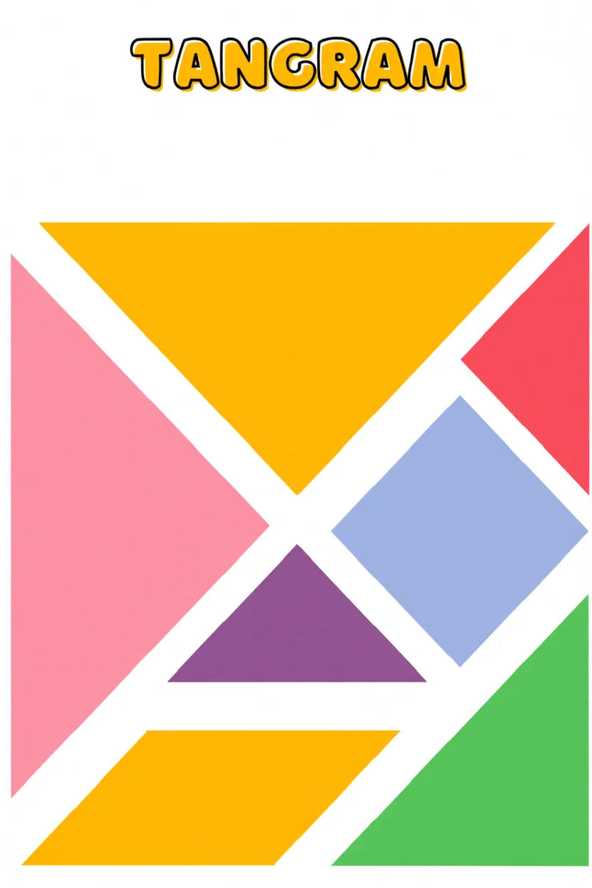 Tangram Para Imprimir com Formas Coloridas e Recortes