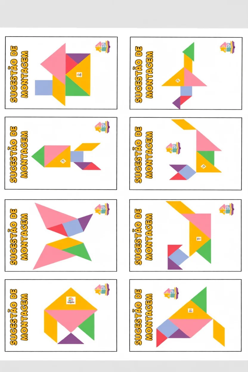 Tangram Para Imprimir com Formas Coloridas e Nomes