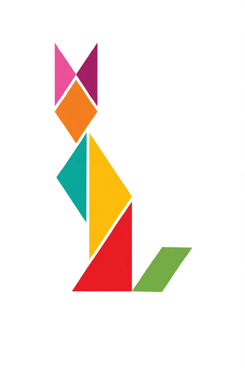Tangram de Gato Para Imprimir e Colorir