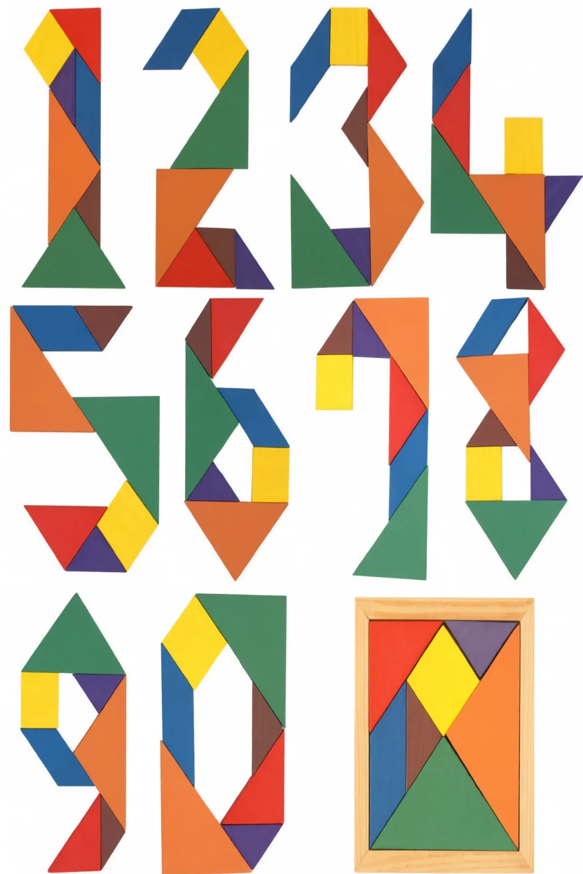 Tangram Para Imprimir com Nu00fameros Coloridos para Crianu00e7as