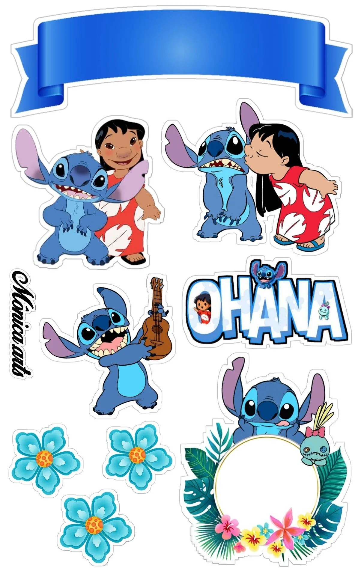 Topo de Bolo do Stitch e Lilo para Imprimir