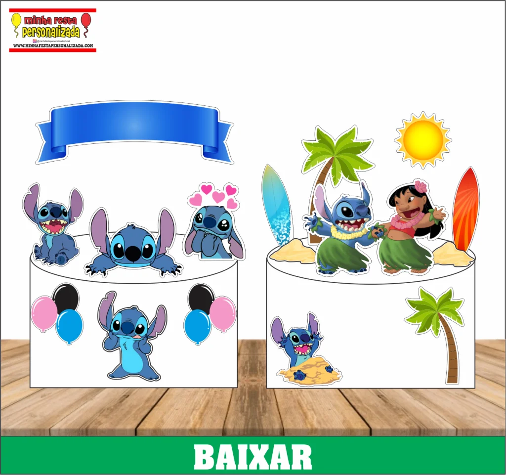 Topo de Bolo do Stitch com Lilo Para Imprimir