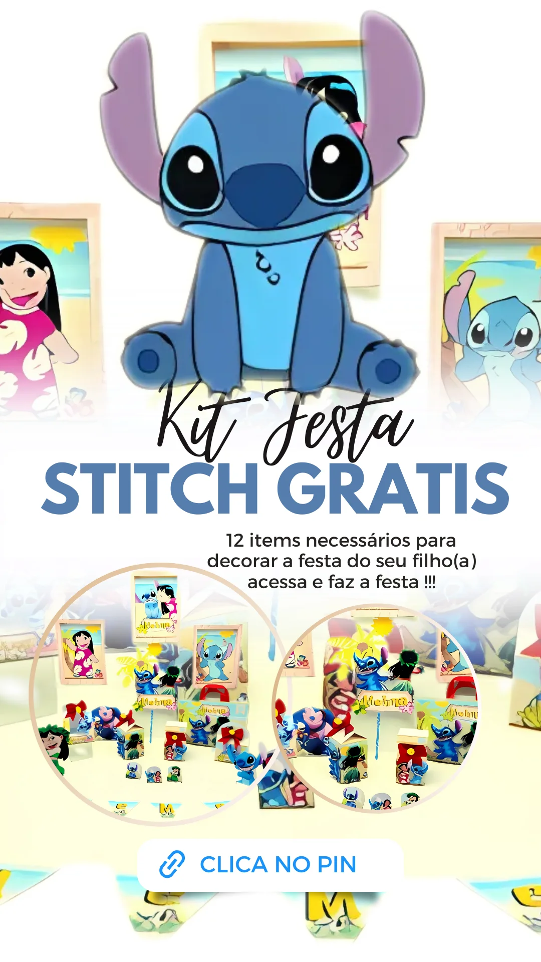 Topo de Bolo do Stitch para Imprimir e Colorir