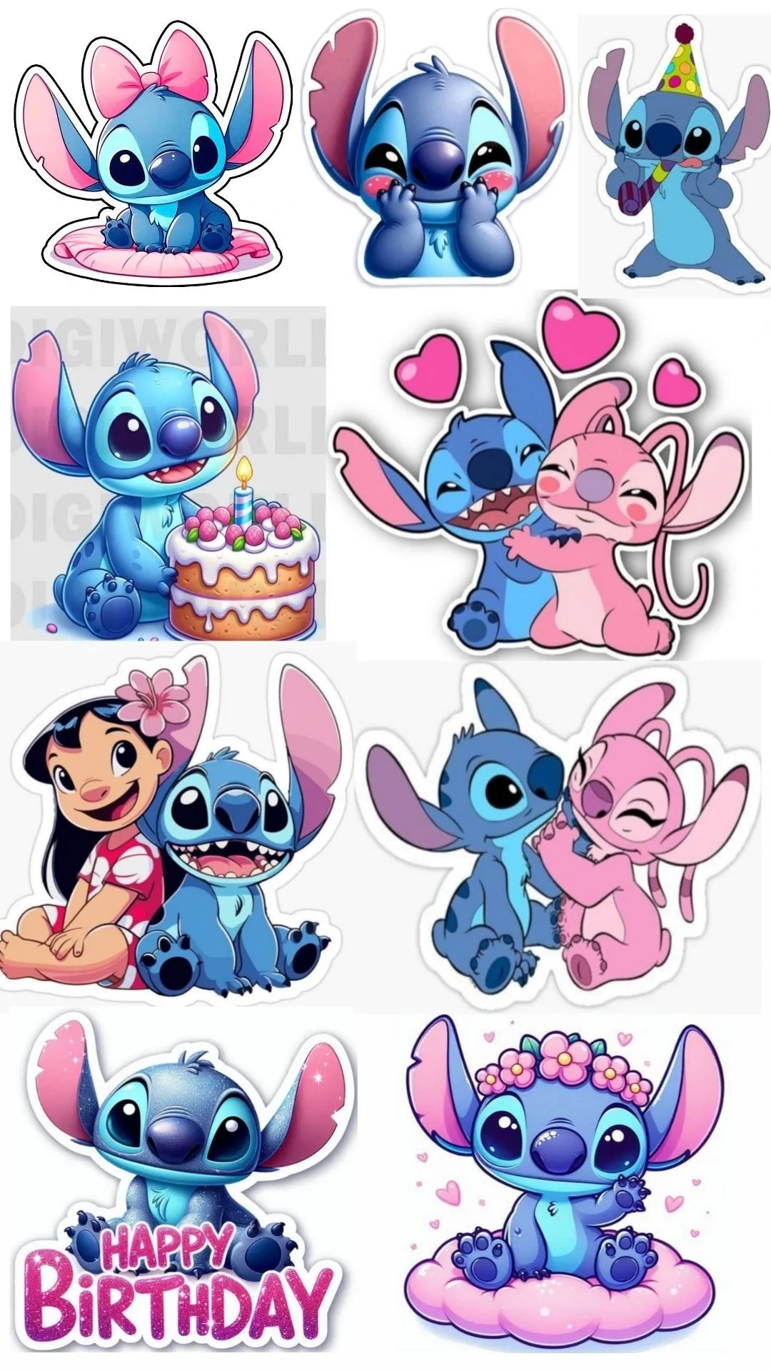 Topo de Bolo do Stitch com Flores e Palmeiras Para Imprimir
