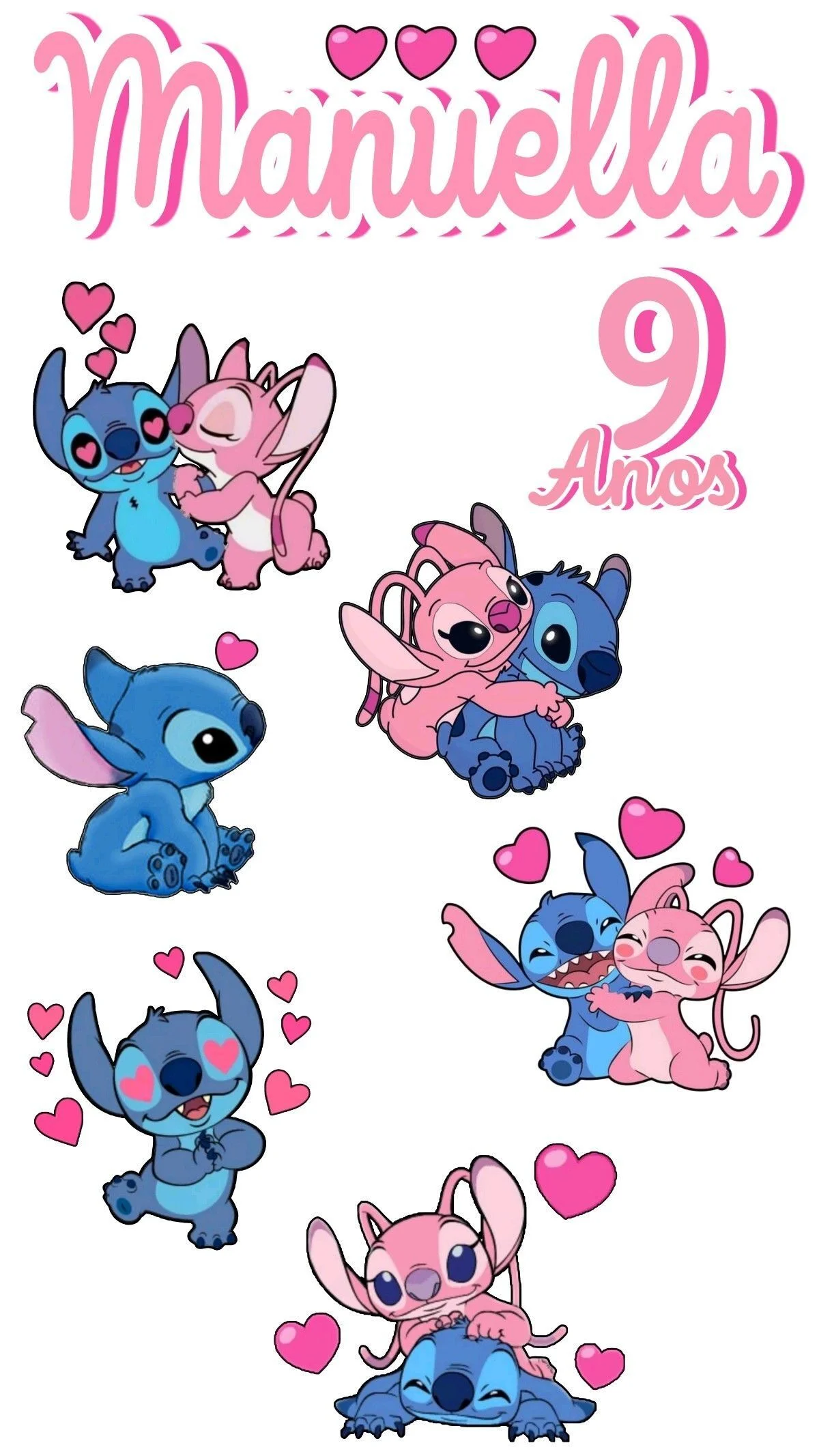 Topo de Bolo do Stitch e Angel para Imprimir