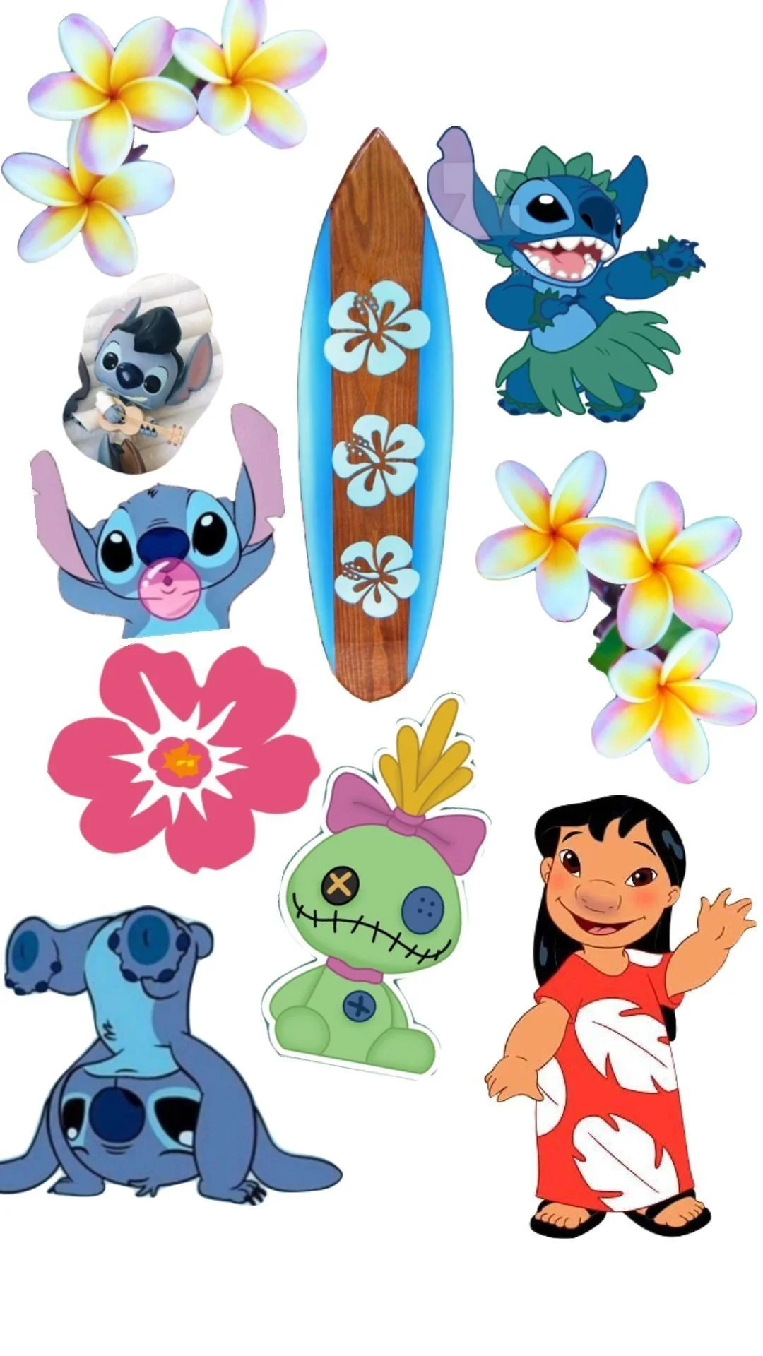 Topo de Bolo do Stitch com Flores para Imprimir