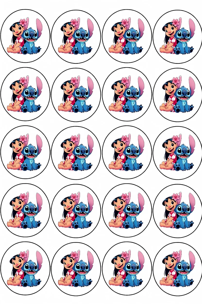 Topo de Bolo do Stitch com Lilo para Imprimir