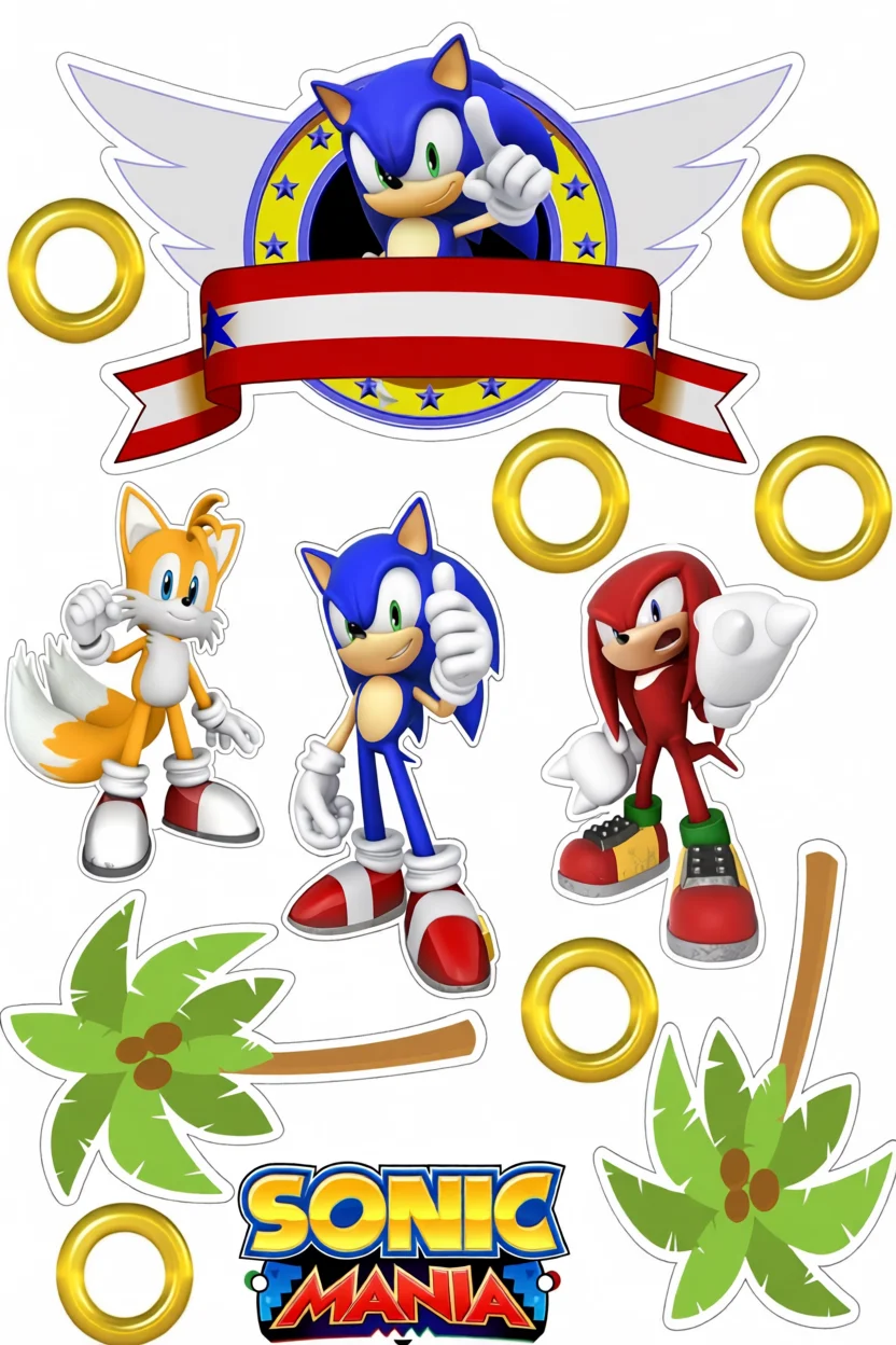Topo de Bolo Para Imprimir com Sonic e Amigos