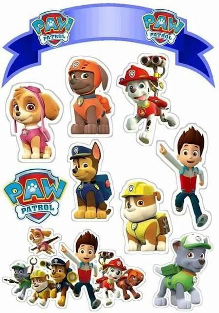 Topo de Bolo Para Imprimir do Patrulha Canina com Personagens Famosos