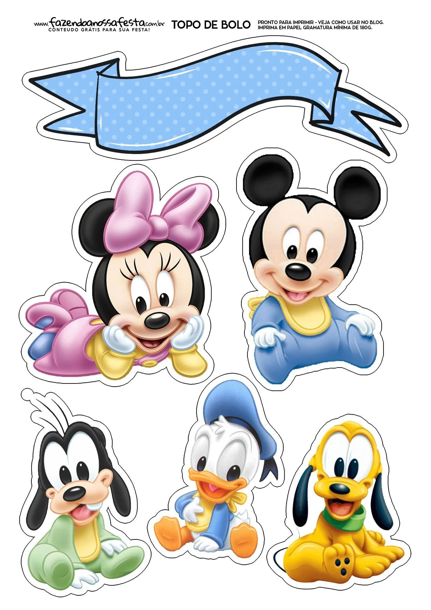 Topo de Bolo Para Imprimir com Personagens Clu00e1ssicos da Disney