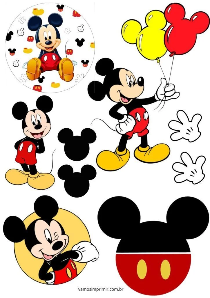 Topo de Bolo Para Imprimir do Mickey Mouse com Balu00f5es