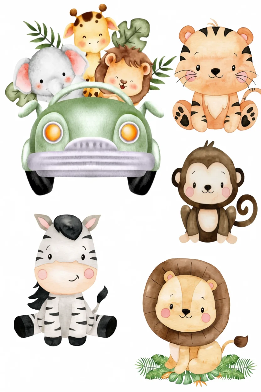 Topo de Bolo Para Imprimir com Animais Fofos