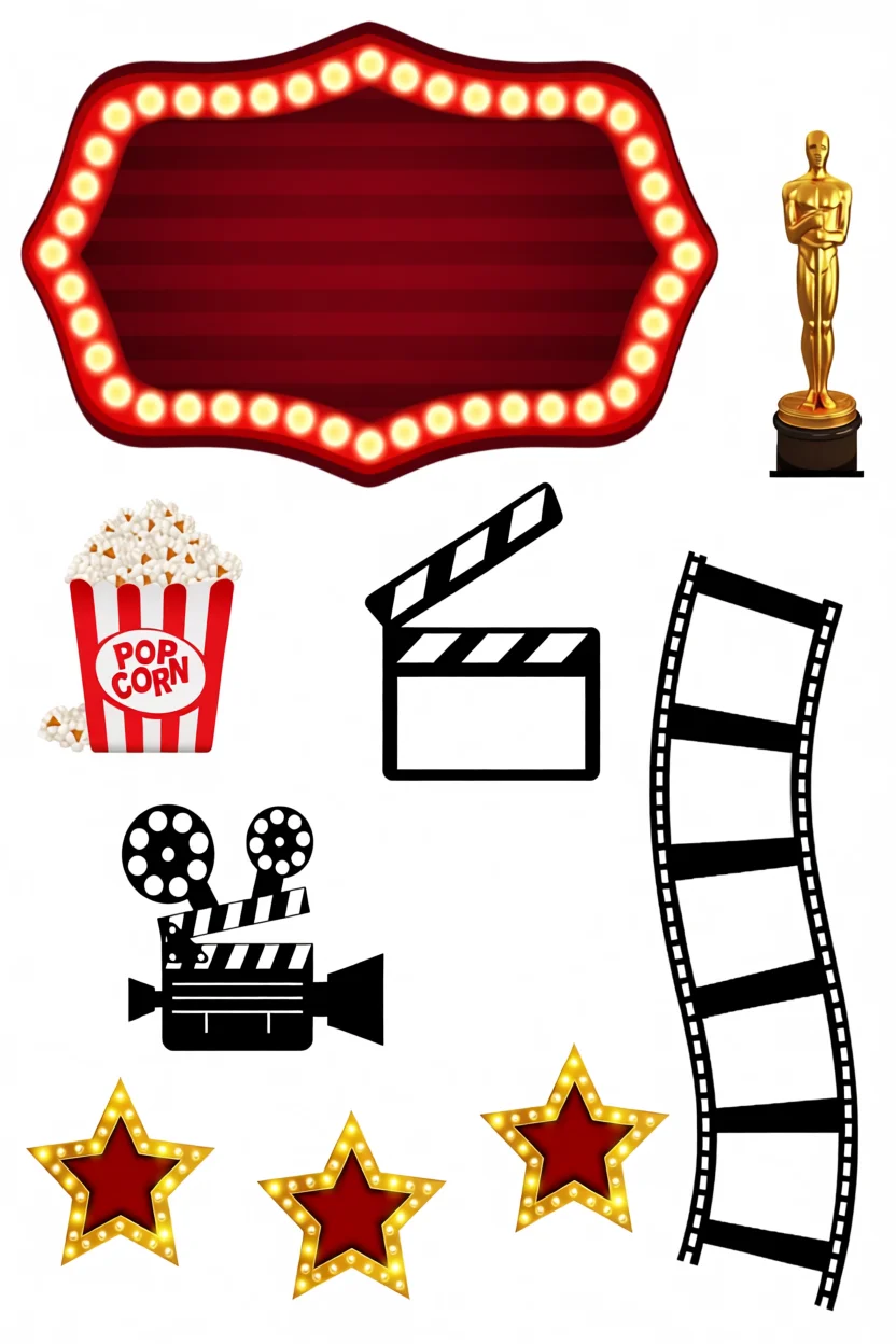 Topo de Bolo Para Imprimir com Tema de Cinema e Estrelas