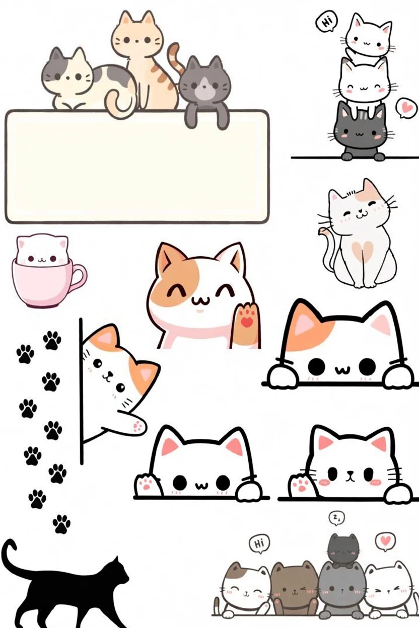 Topo de Bolo Para Imprimir com Gatos Fofo e Diversu00e3o