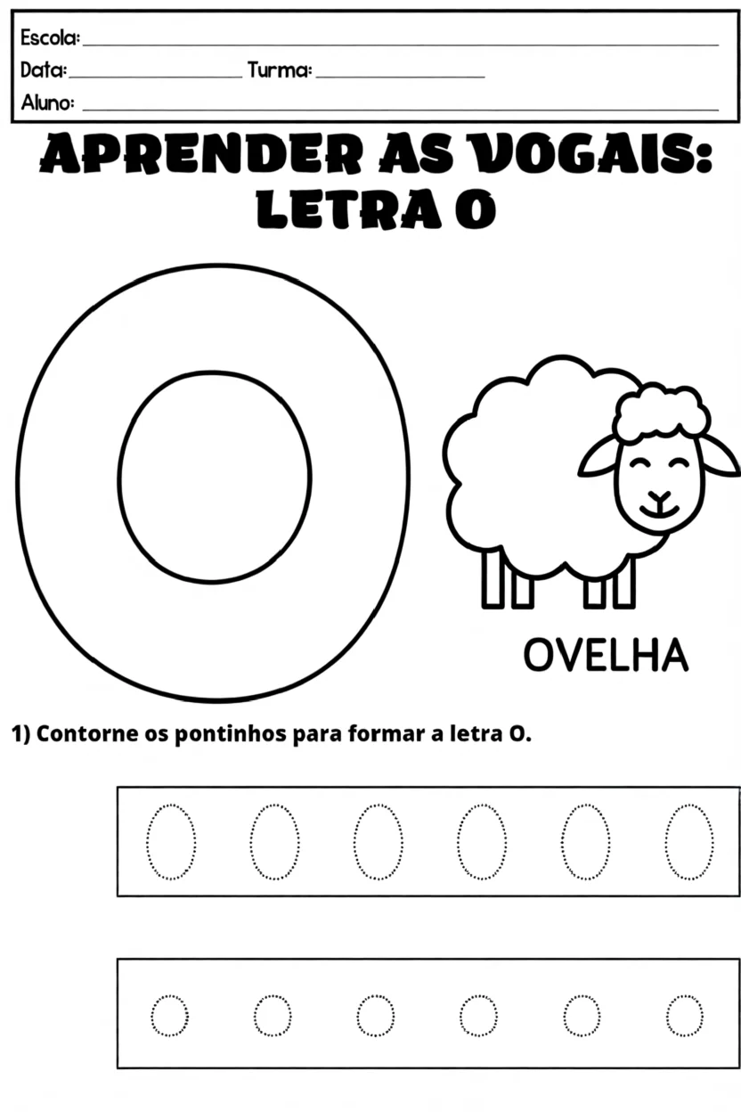 Aprender as Vogais: Letra O Para Imprimir