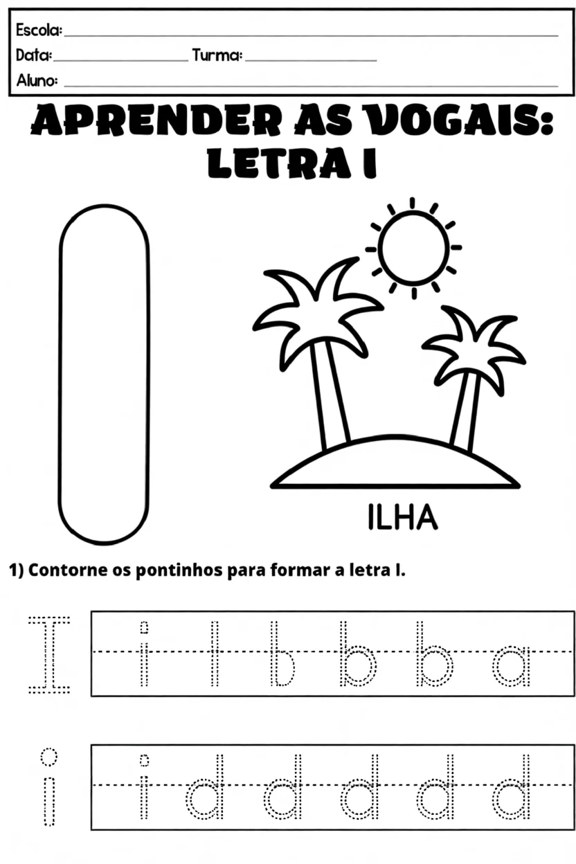 Aprender as Vogais: Letra I Para Imprimir