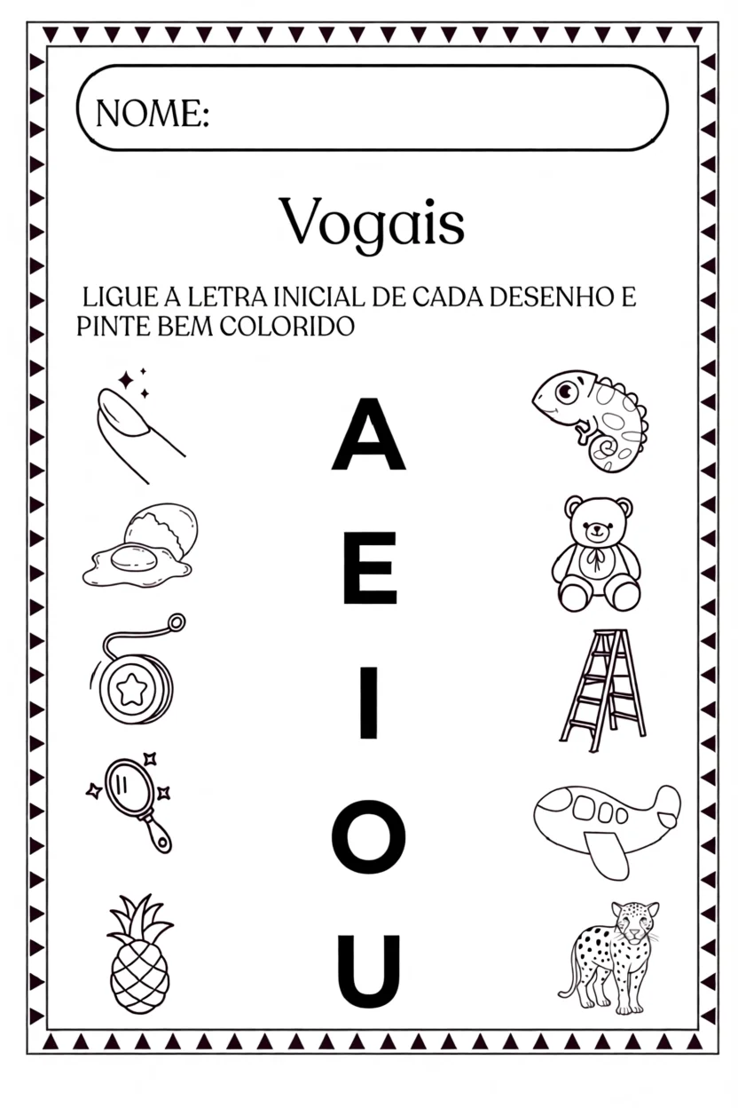 Atividades de Vogais Para Imprimir com Desenhos e Letras A E I O U