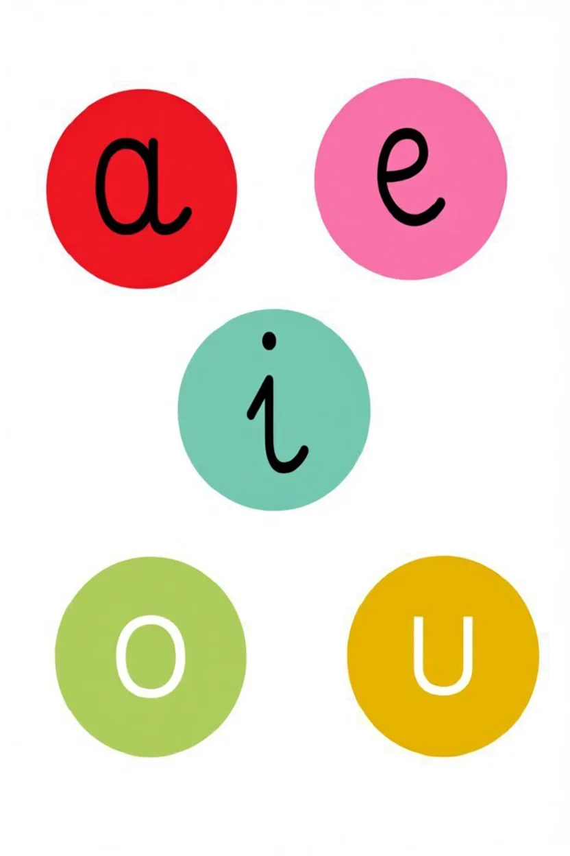Vogais Para Imprimir com Cu00edrculos Coloridos e Letras Manuscritas
