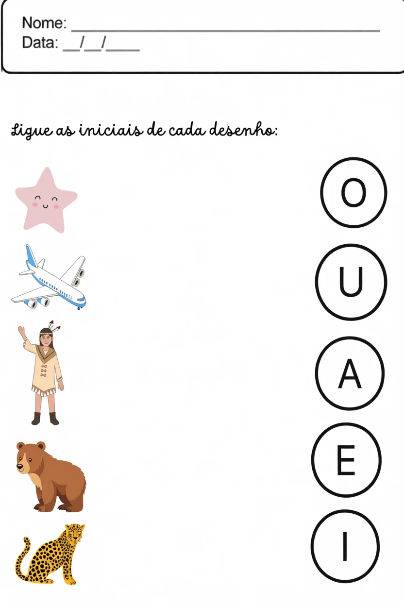 Atividade de Vogais Para Imprimir com Desenhos e Letras