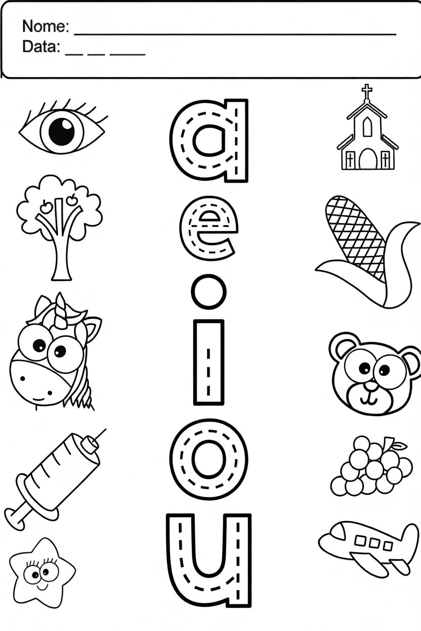 Vogais Para Imprimir com Ilustrau00e7u00f5es Divertidas