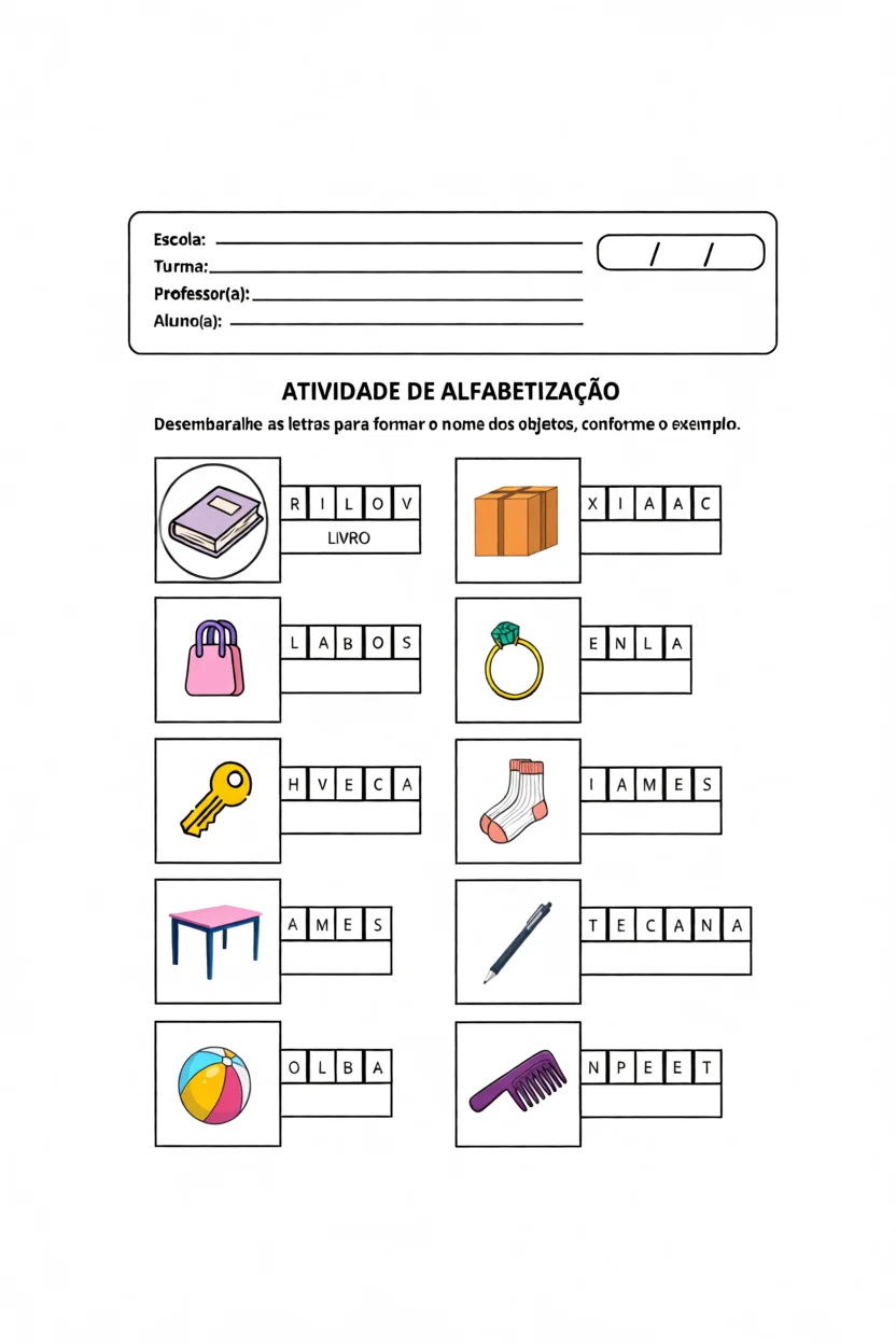 Atividades de Alfabetizau00e7u00e3o Infantil para Imprimir