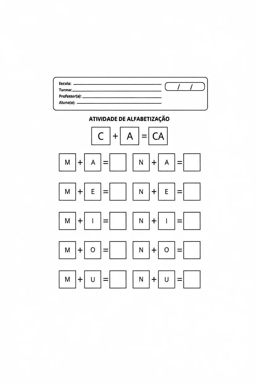 Atividade de Alfabetizau00e7u00e3o com Letras Divertidas