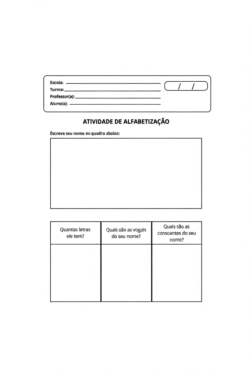 Atividade de Alfabetizau00e7u00e3o Infantil para Imprimir
