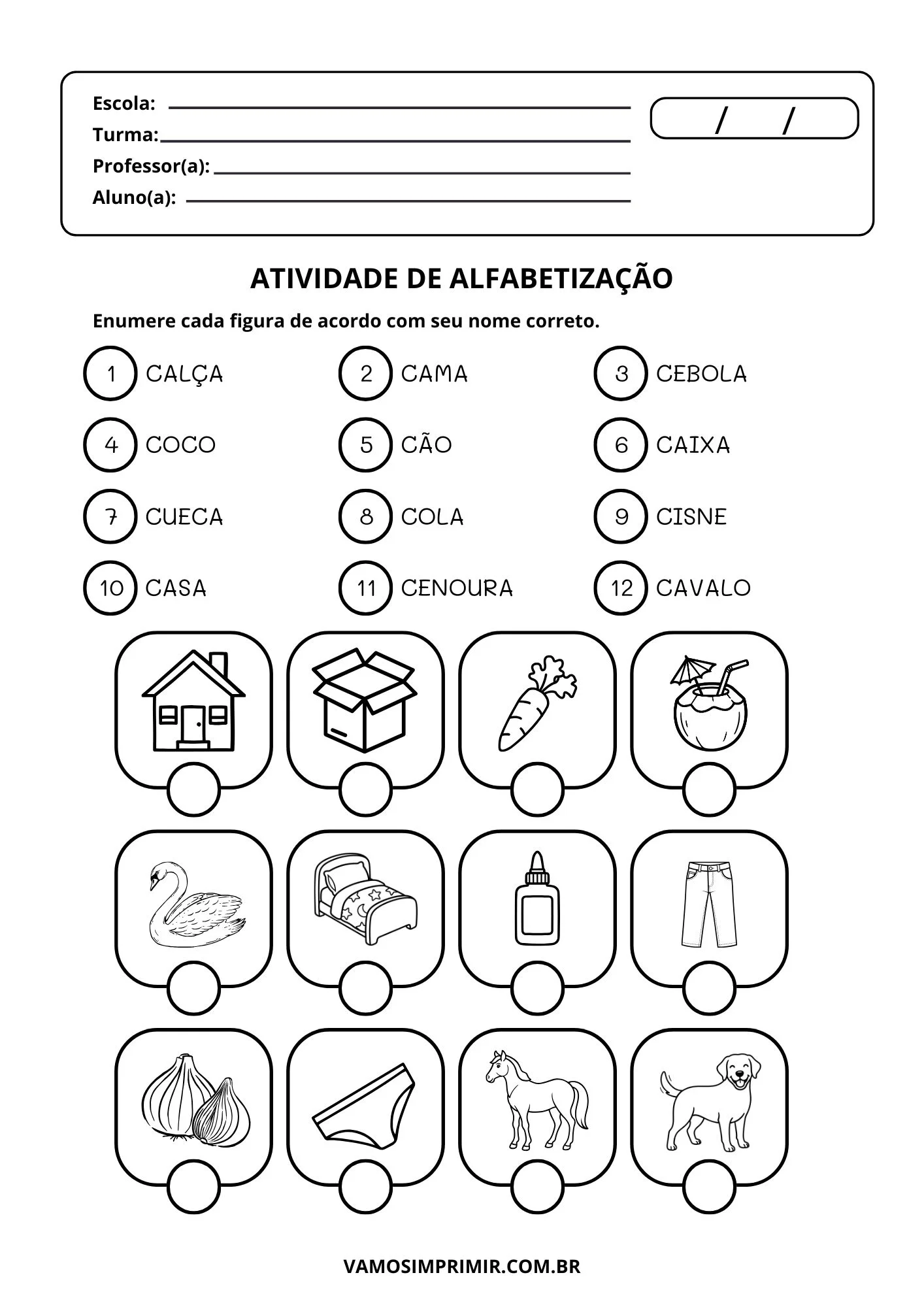 Atividades de Alfabetizau00e7u00e3o Infantil com Animais para Imprimir