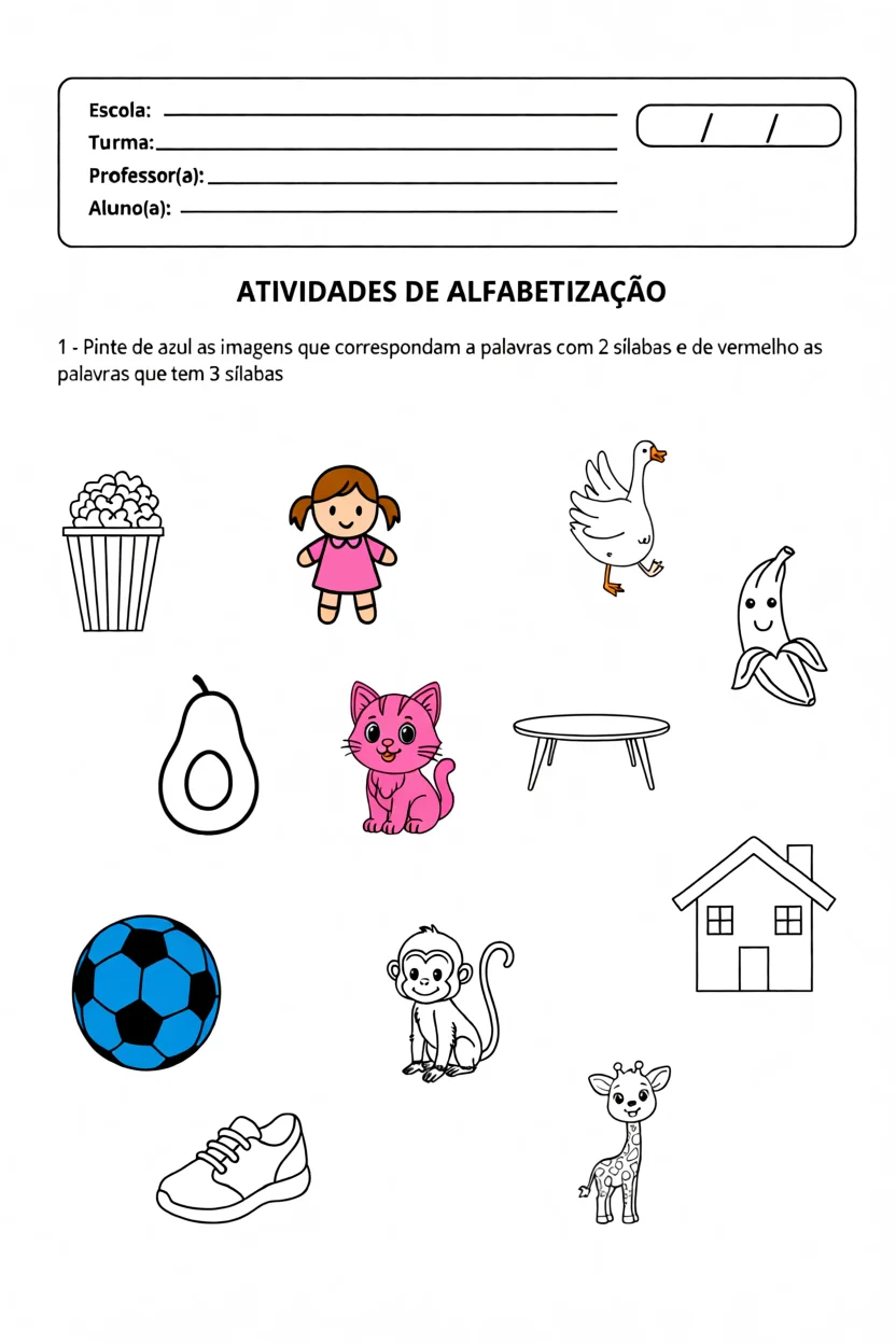 Atividades de Alfabetizau00e7u00e3o Infantil para Imprimir