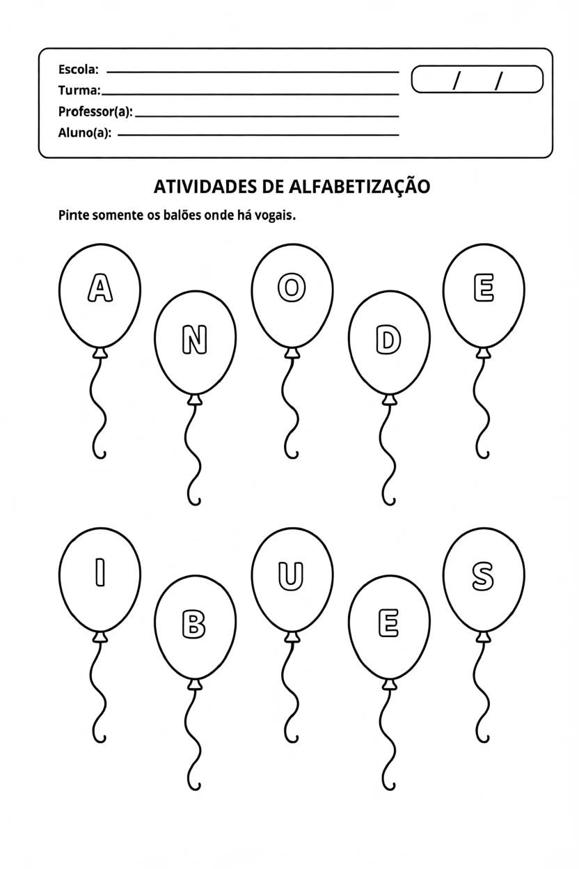 Atividades de Alfabetizau00e7u00e3o com Balu00f5es para Imprimir