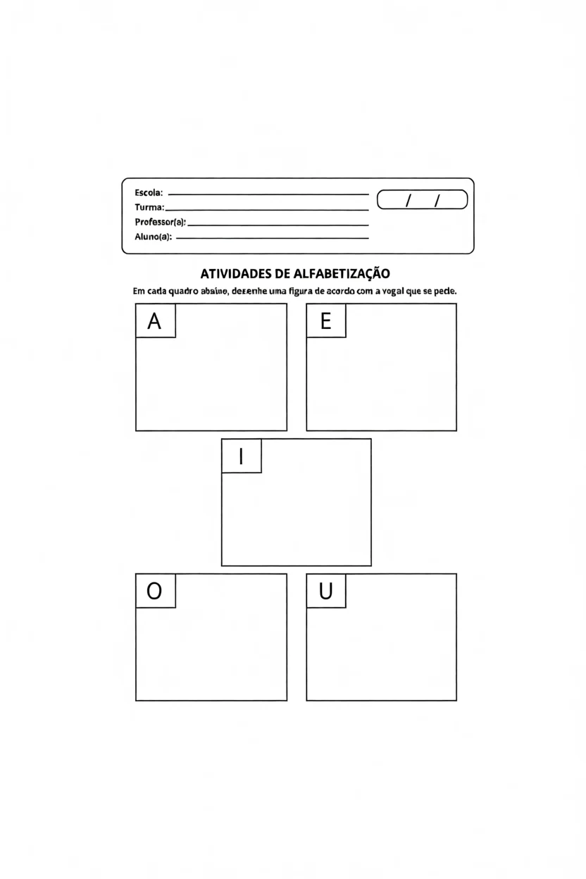 Atividades de Alfabetizau00e7u00e3o com Vogais para Imprimir