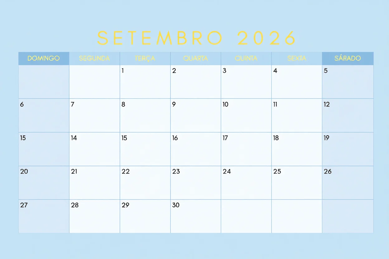 Calendu00e1rio de Setembro 2026 Para Imprimir
