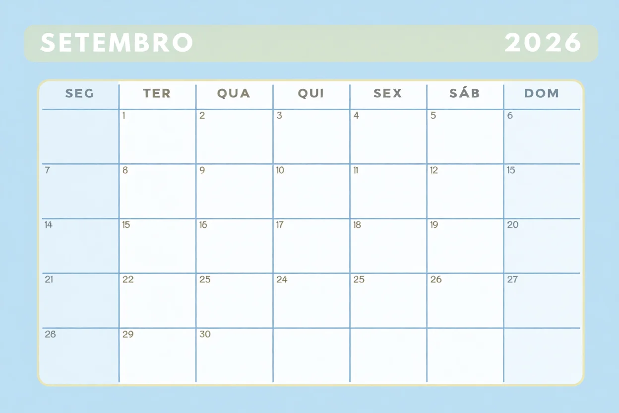 Calendu00e1rio de Setembro 2026 Para Imprimir