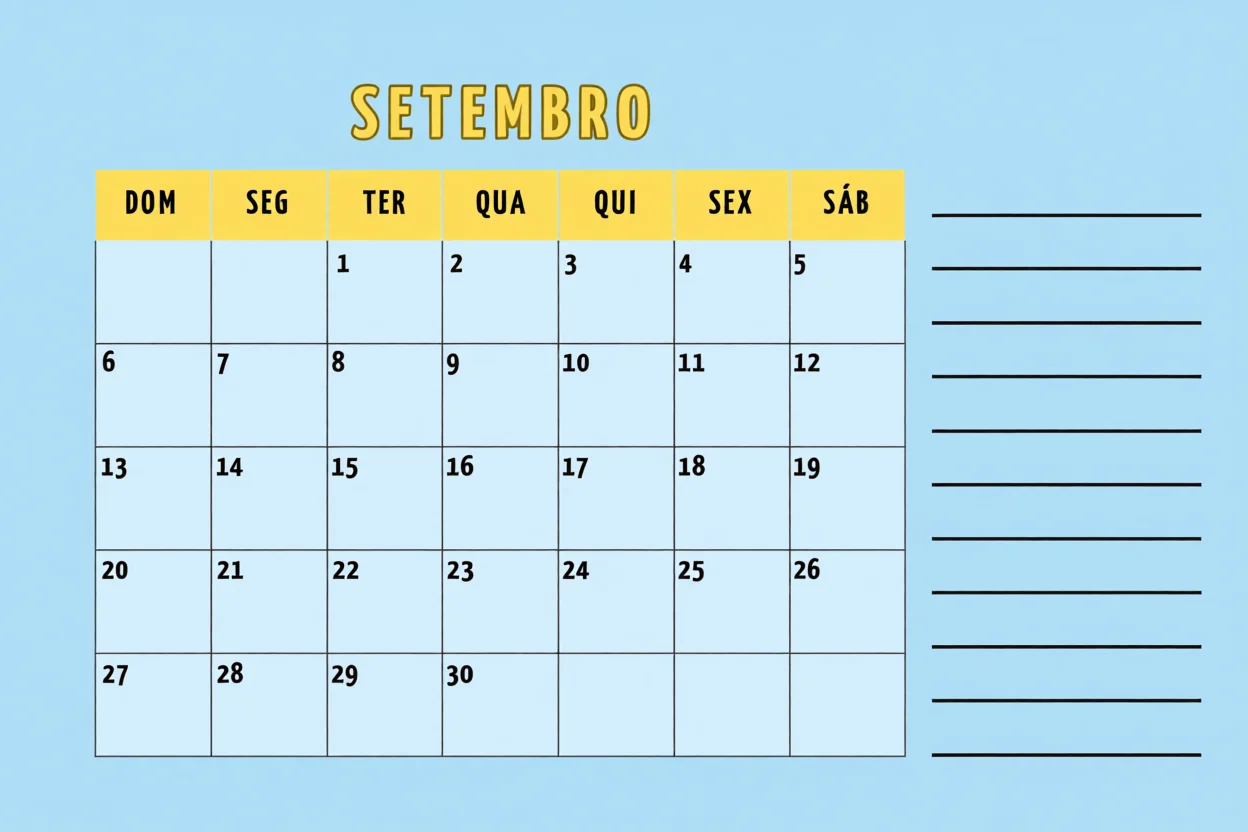 Calendu00e1rio de Setembro 2026 para Imprimir