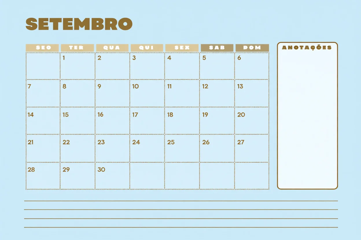 Calendu00e1rio de Setembro 2026 Para Imprimir