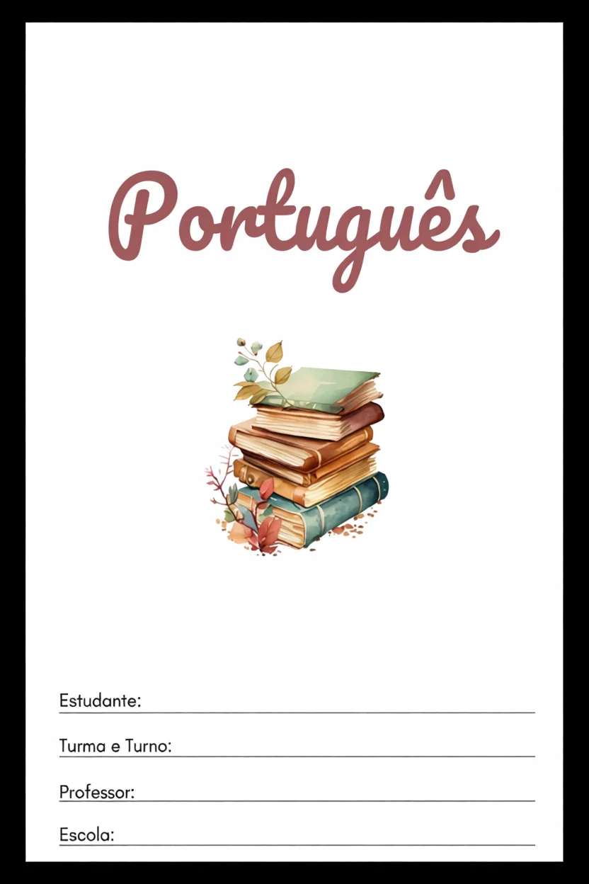 Capa de Trabalho Escolar de Portuguu00eas Para Imprimir