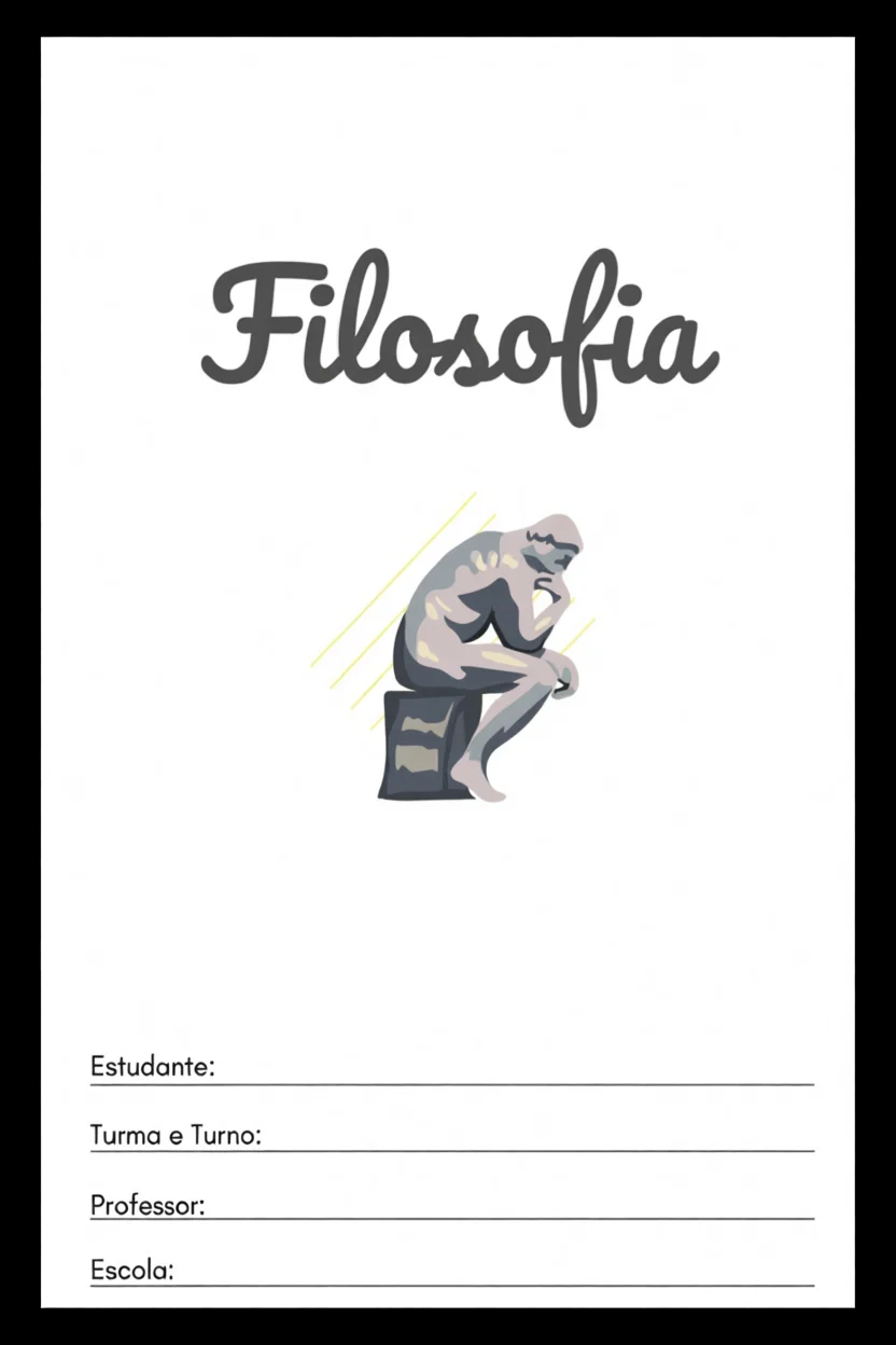 Capa de Trabalho Escolar de Filosofia Para Imprimir