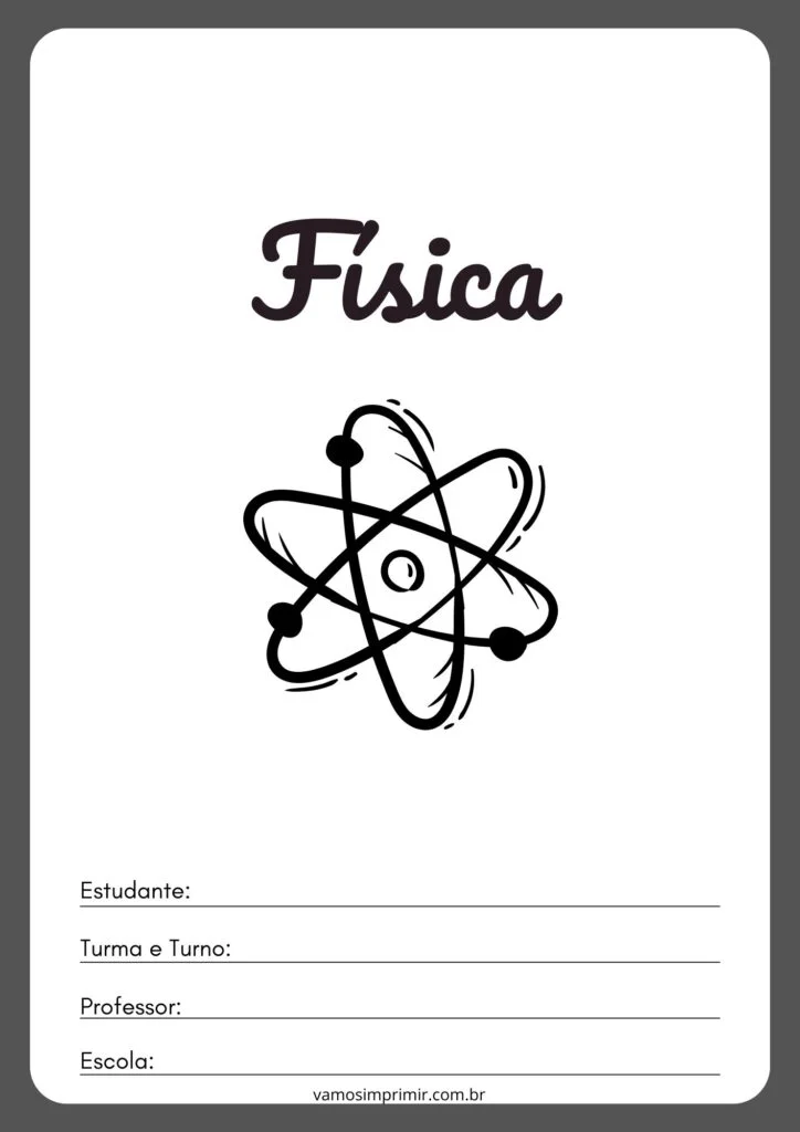 Capa de Trabalho Escolar de Fu00edsica Para Imprimir
