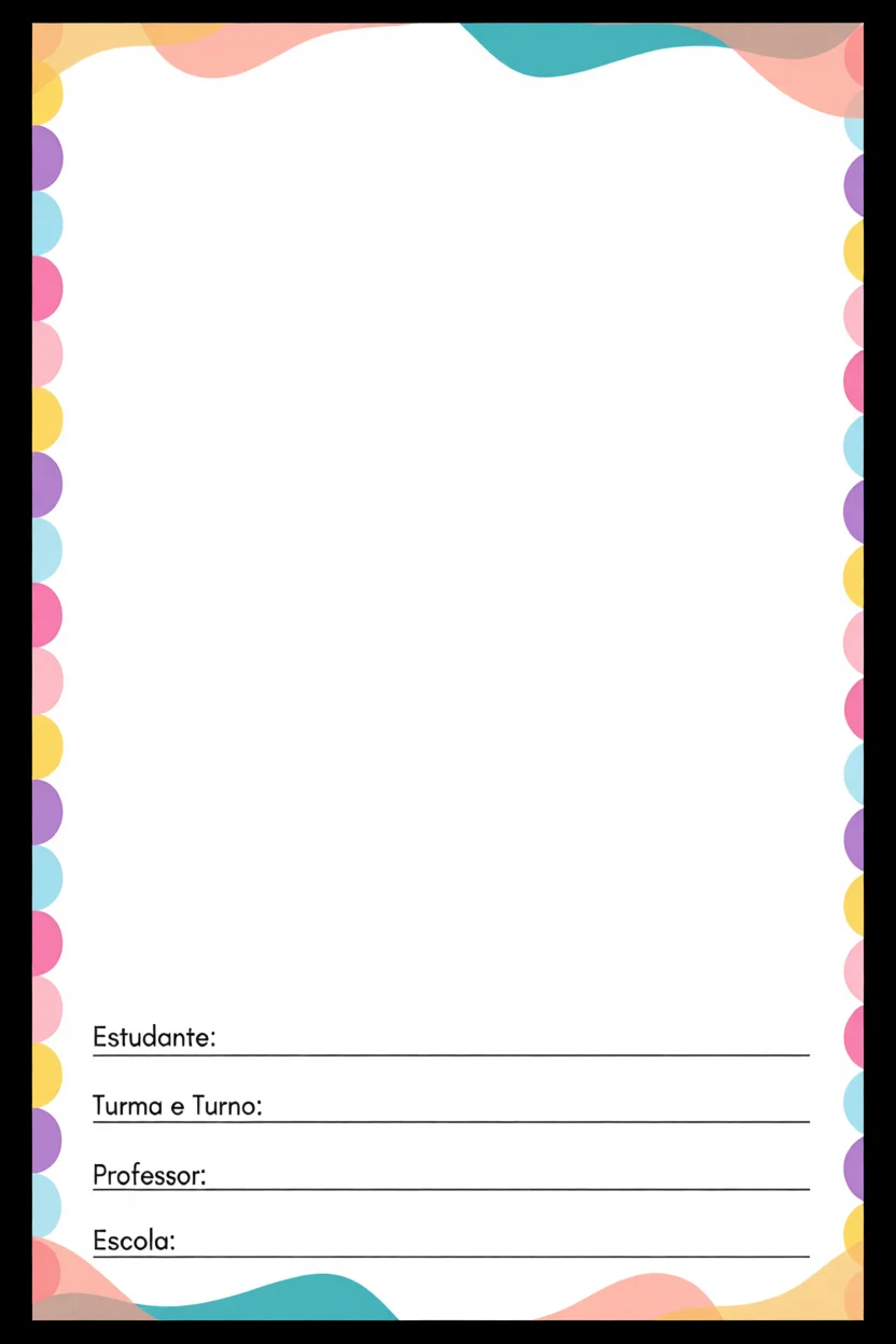Capa de Trabalho Escolar Para Imprimir com Design Colorido