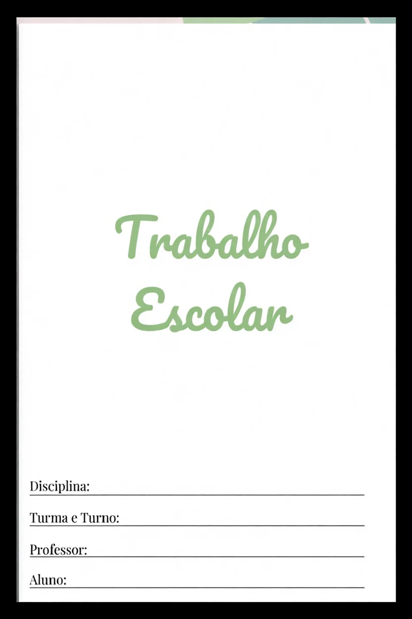 Capa de Trabalho Escolar Personalizada Para Imprimir