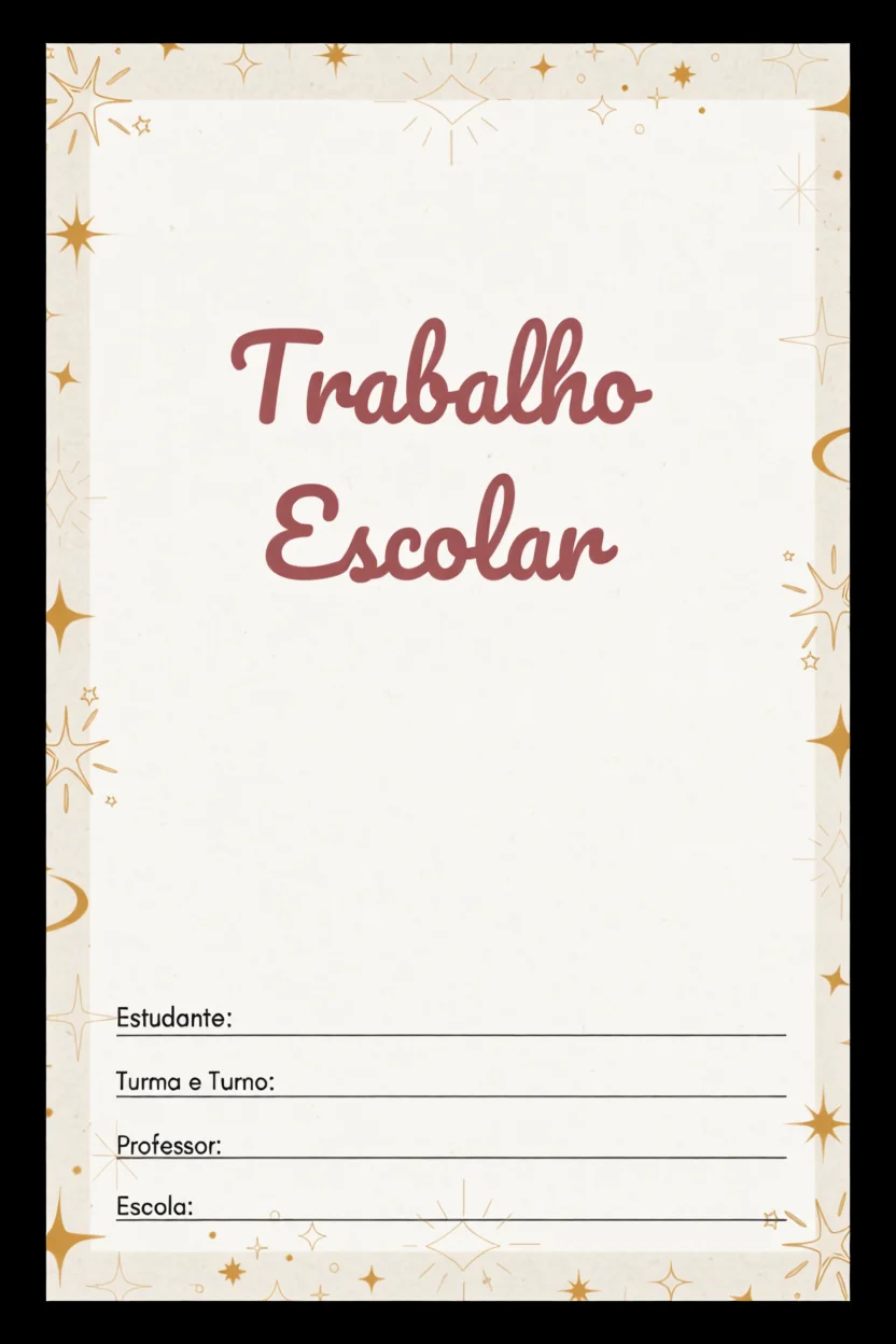 Capa de Trabalho Escolar Para Imprimir com Estrelas e Espau00e7o em Branco