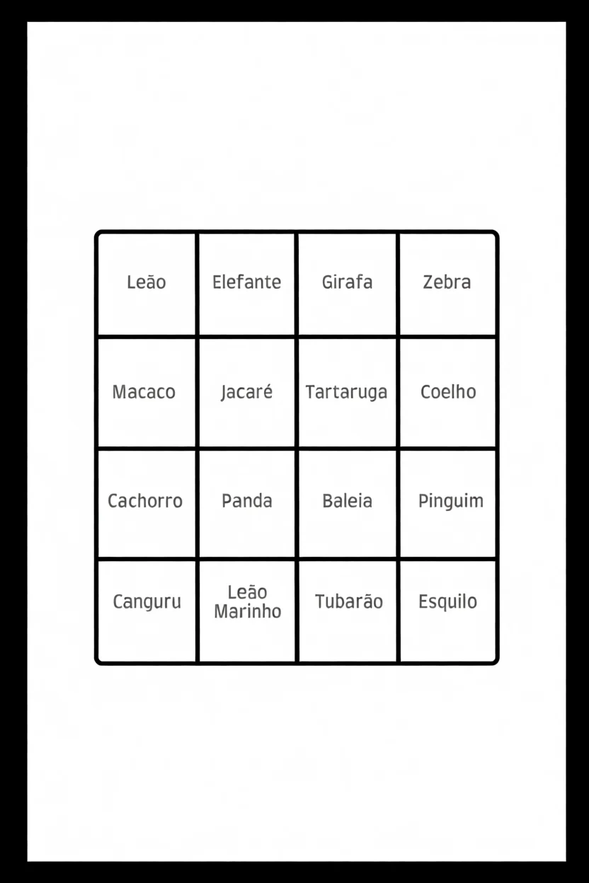 Cartela de Bingo com Alimentos Para Imprimir