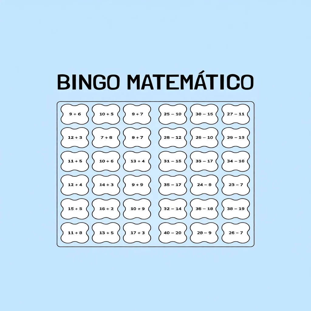Cartela de Bingo Matemu00e1tico para Imprimir