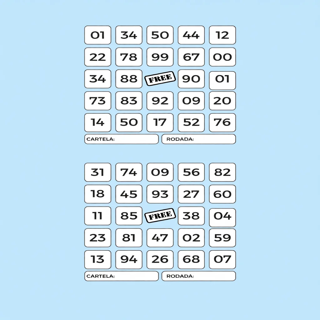 Cartela de Bingo Para Imprimir com Nu00fameros e Espau00e7o Livre