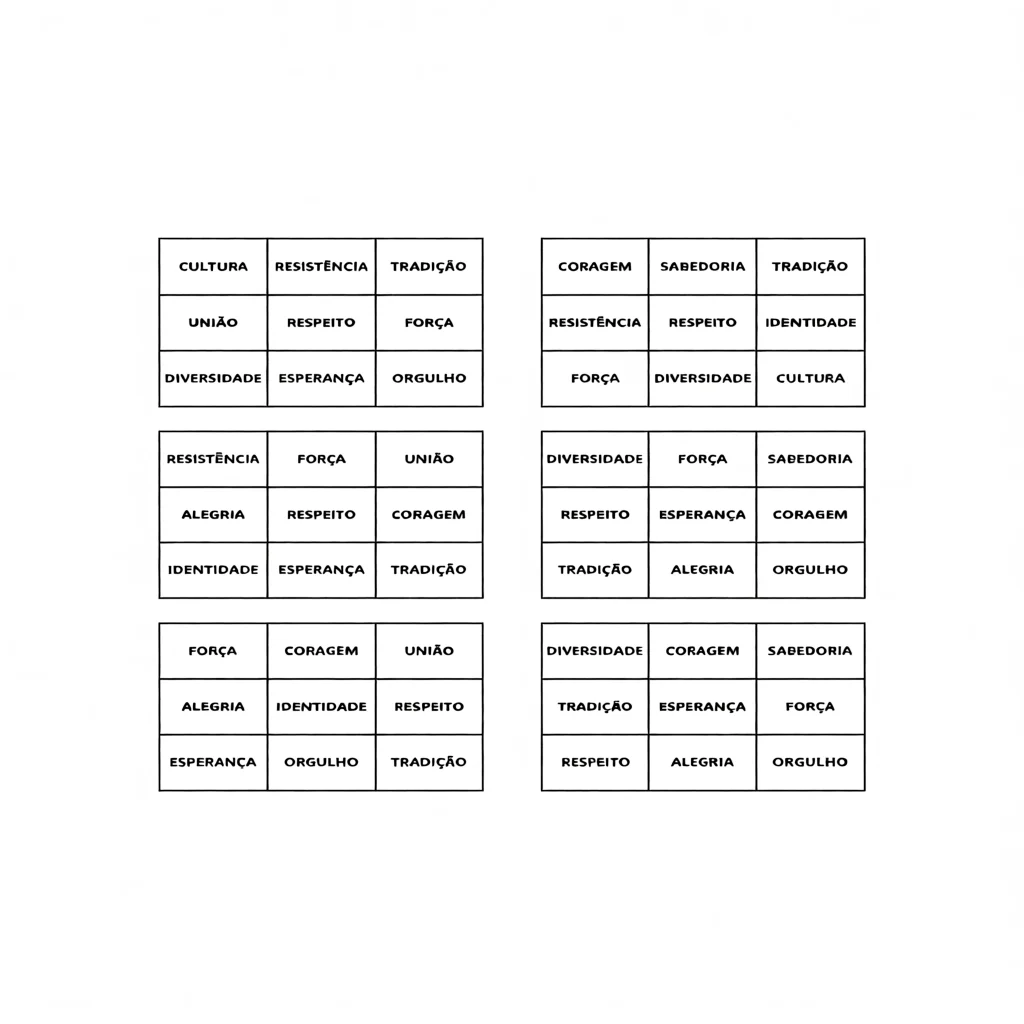 Cartela de Bingo Para Imprimir com Palavras Diversas