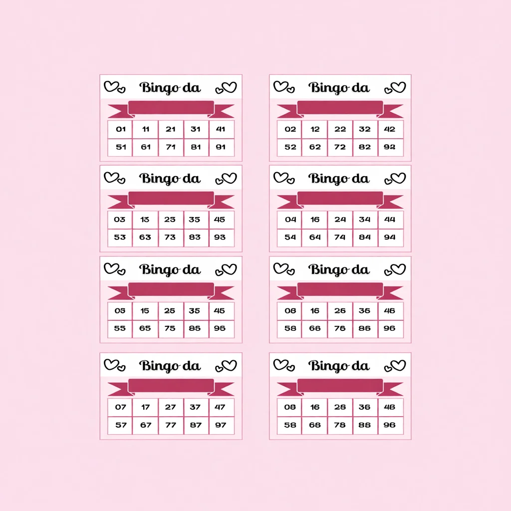 Cartela de Bingo Para Imprimir com Corau00e7u00f5es e Nu00fameros