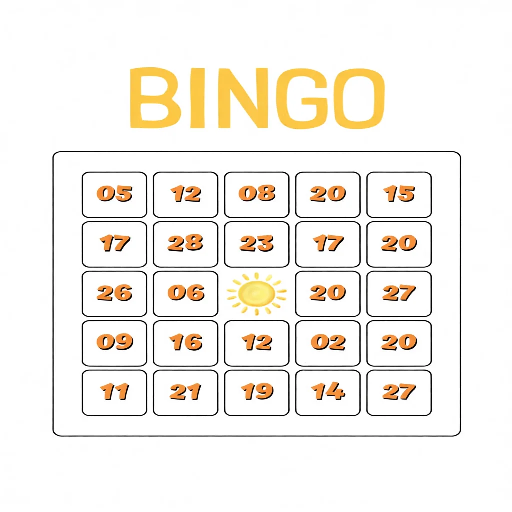 Cartela de Bingo Para Imprimir com Nu00fameros e Sol