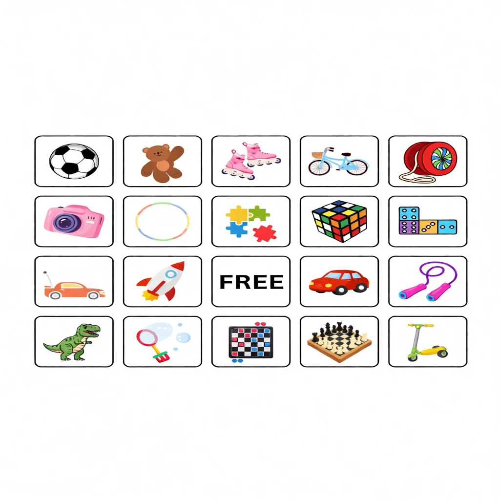 Cartela de Bingo Para Imprimir com Ilustrau00e7u00f5es Coloridas