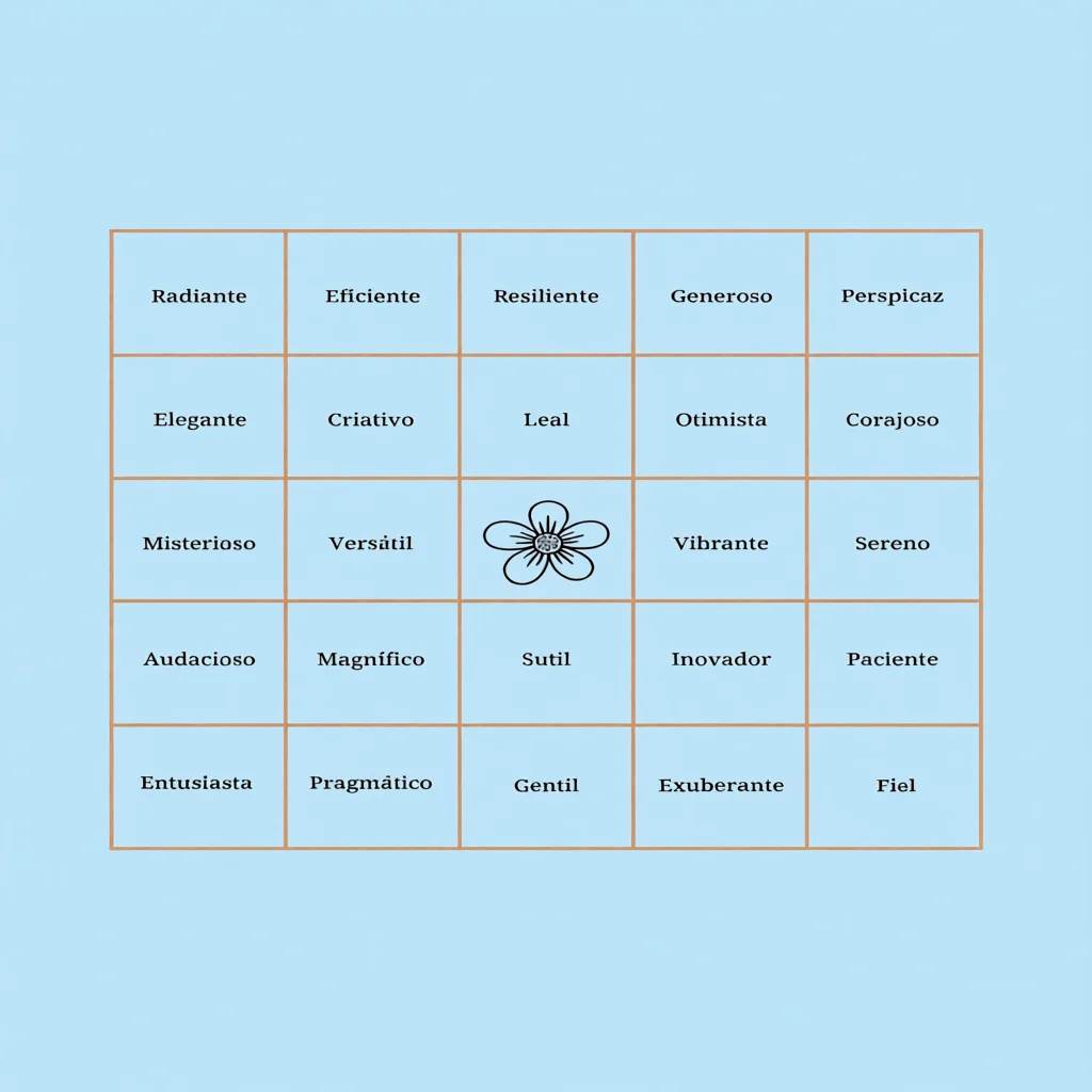 Cartela de Bingo com Palavras Positivas Para Imprimir