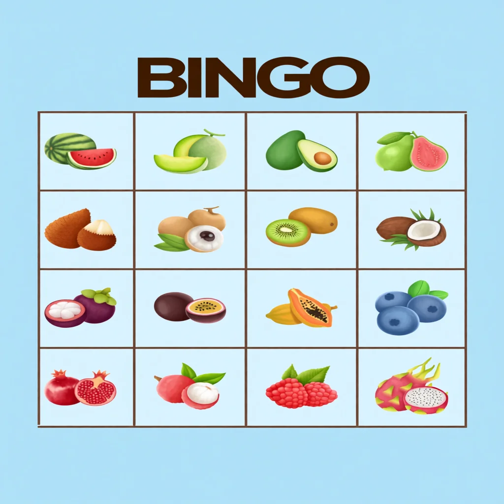 Cartela de Bingo de Frutas para Imprimir